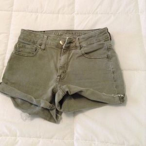 American Eagle olive green hi-rise shorts